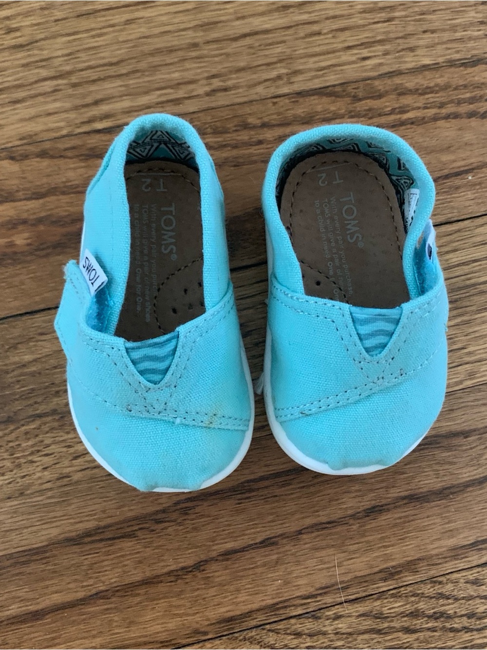 TOMS Baby Slip-On Turquoise Shoes 2